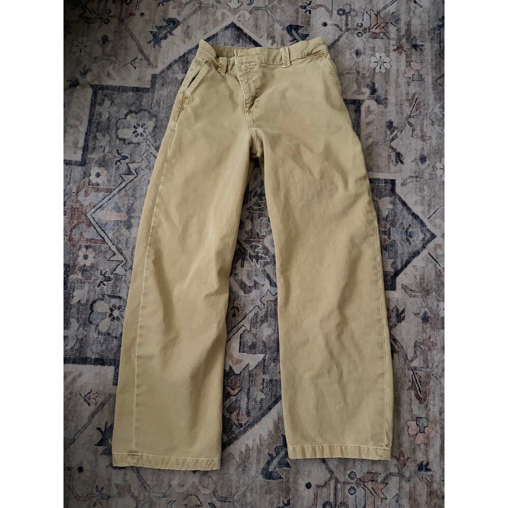 Zara Womens XS Khaki Wide Leg Chino Pants High Rise Beige Cotton Trouser